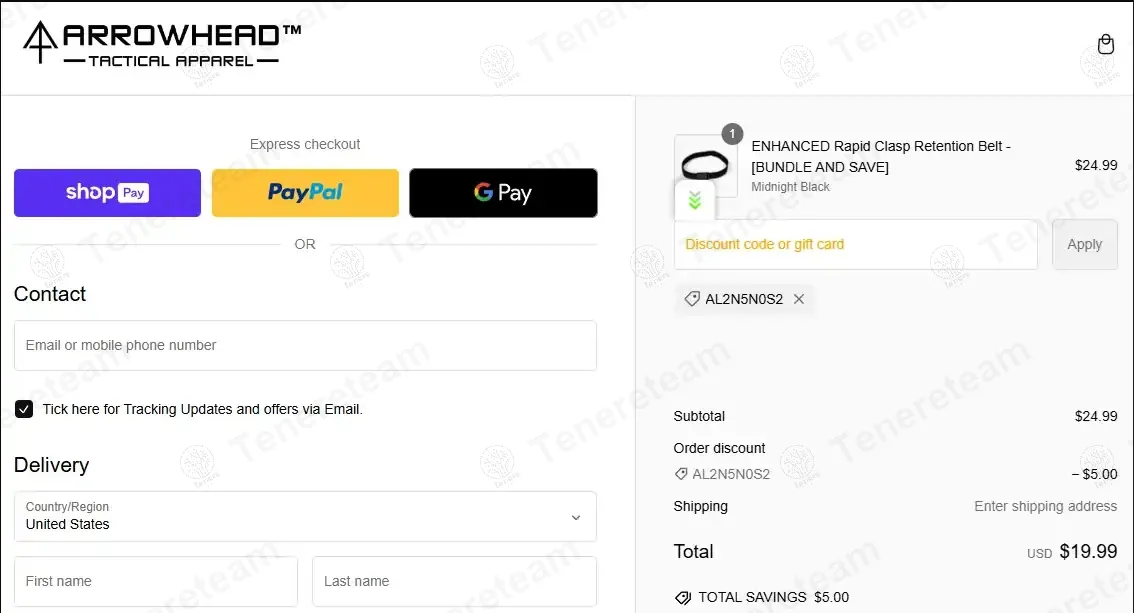 Arrowhead Tactical Apparel apply coupon code