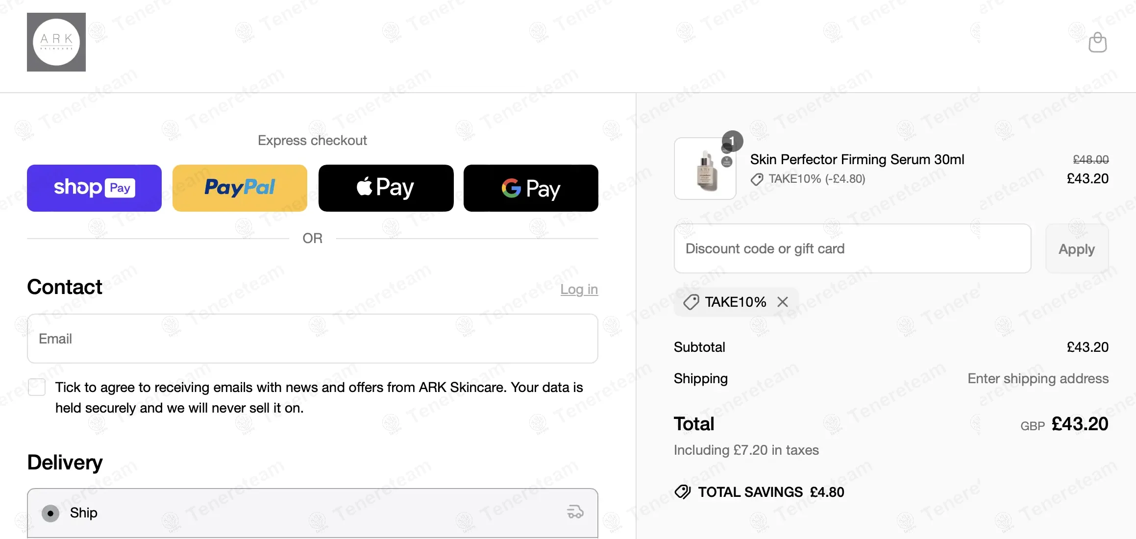 ARK Skincare coupon code: 10% off with TAKE10%. Tested and valid as 1 year ago.
