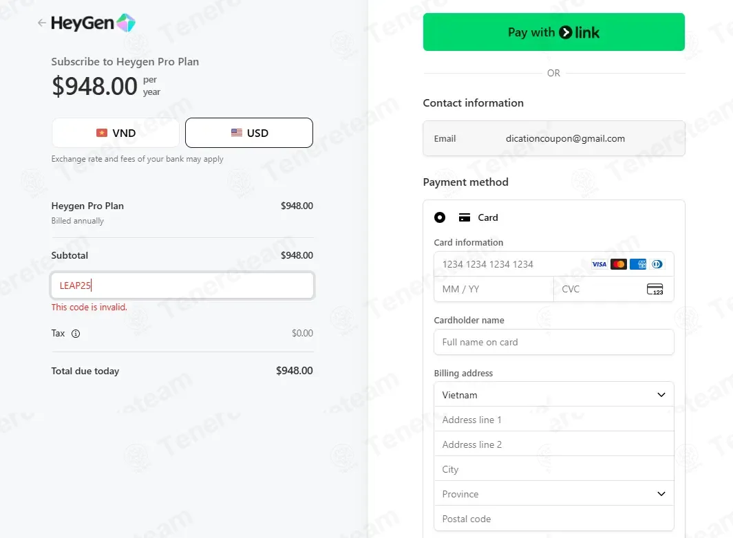 HeyGen coupon code: 25% off with LEAP25. Tested and valid as 3 months ago.