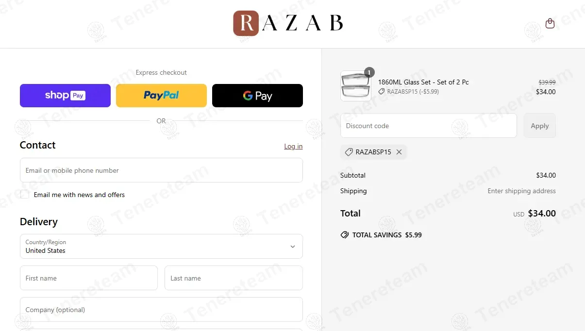Razab coupon code verified as working at checkout
