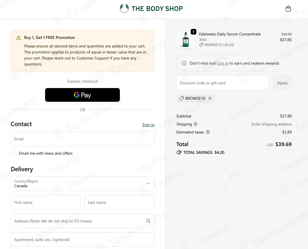 The Body Shop Canada coupon code: 10% off with BROWSE10. Tested and valid as 1 month ago.