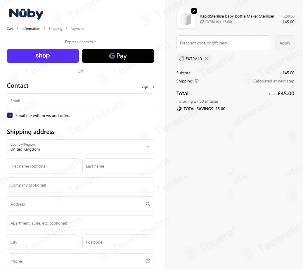 Nuby UK coupon code: 10% off with EXTRA10. Tested and valid as 6 months ago.