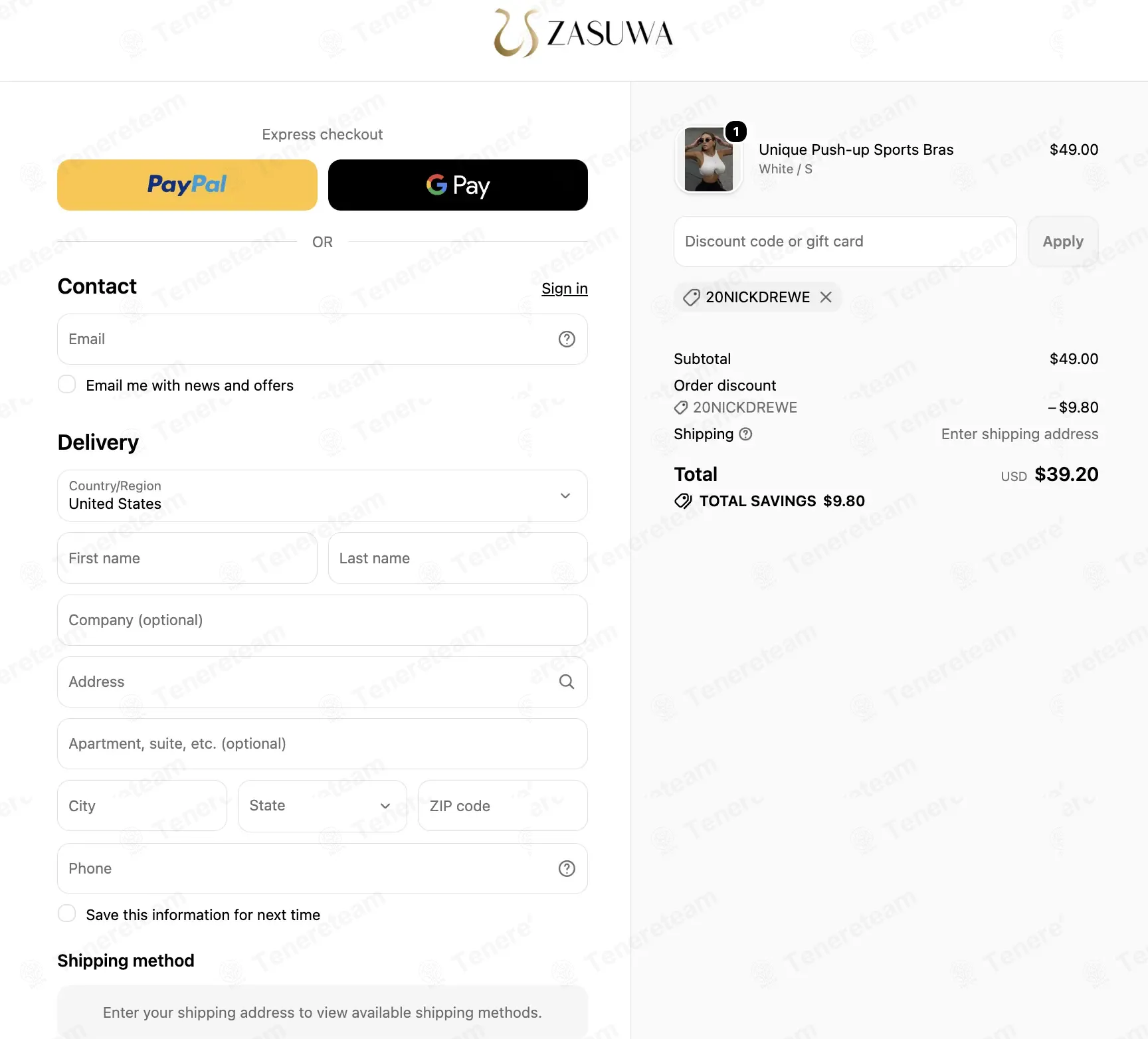 Zauwasportswear coupon code: 20% off with 20NICKDREWE. Tested and valid as 4 days ago.