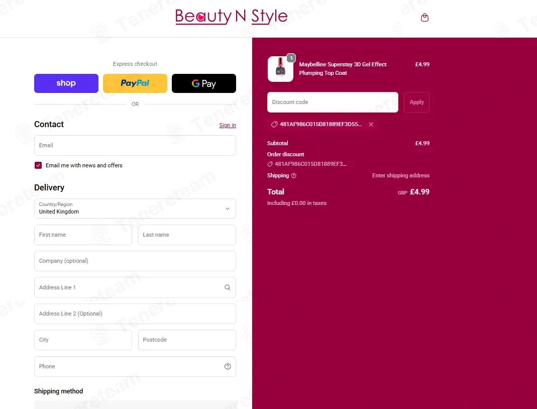 Beauty N Style UK coupon code: Sale off with 481AF986C015D81889EF3D55B844AC59. Tested and valid as 2 months ago.
