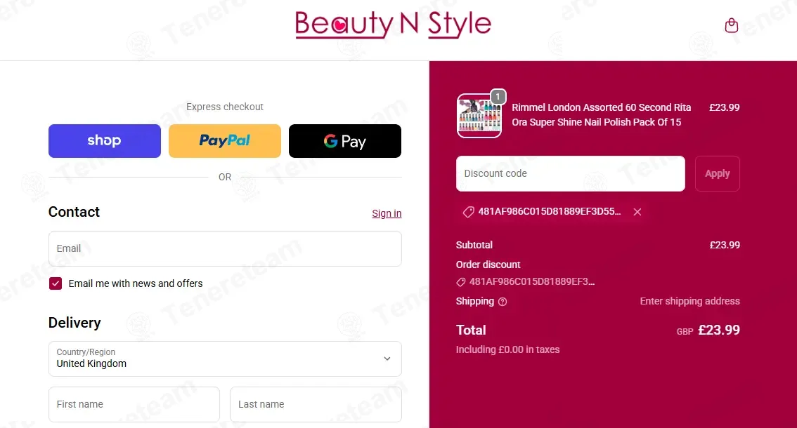 Beauty N Style UK coupon code: Sale off with 481AF986C015D81889EF3D55B844AC59. Tested and valid as 2 months ago.