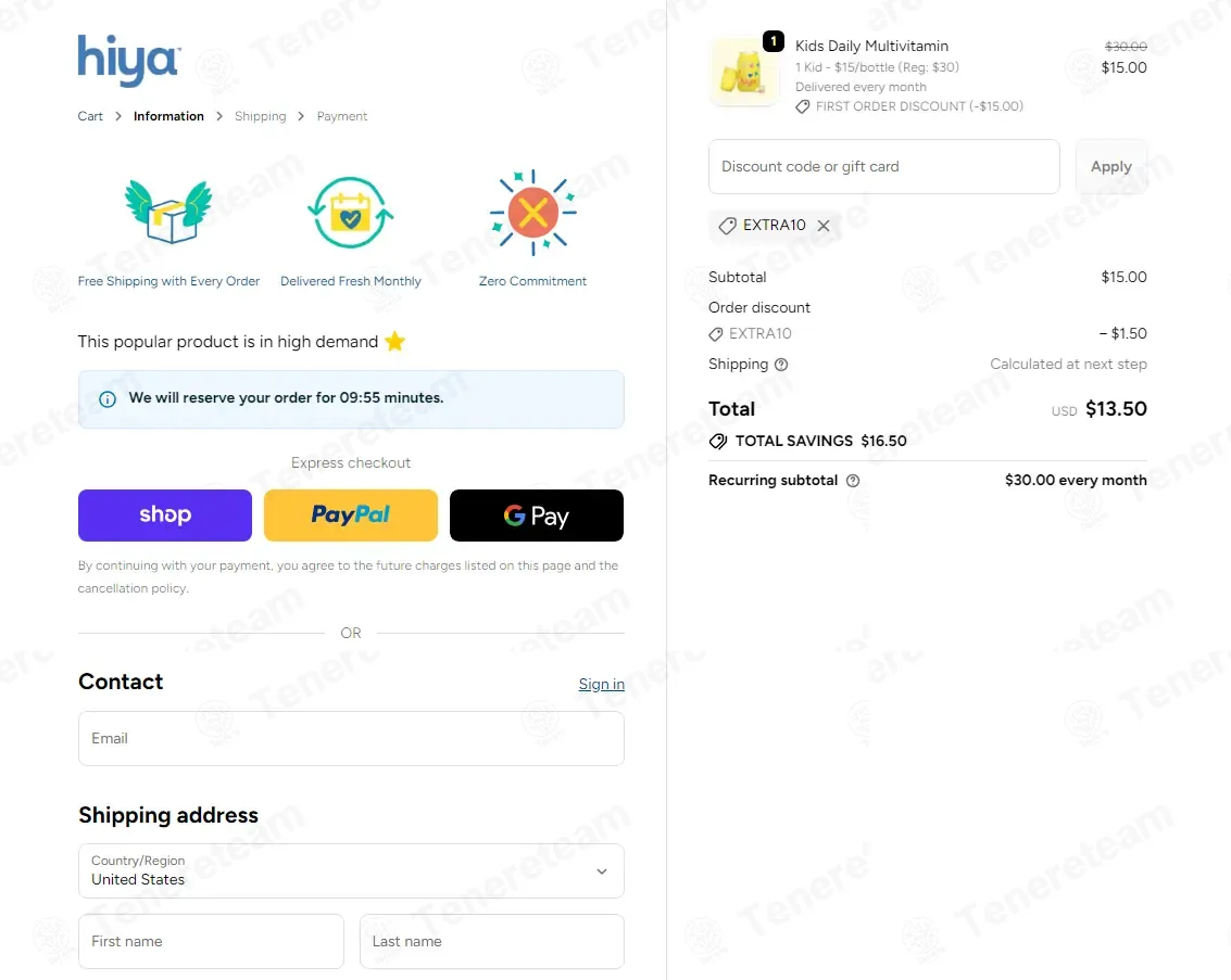 Hiya Health coupon code: 10% off with EXTRA10. Tested and valid as 4 weeks ago.