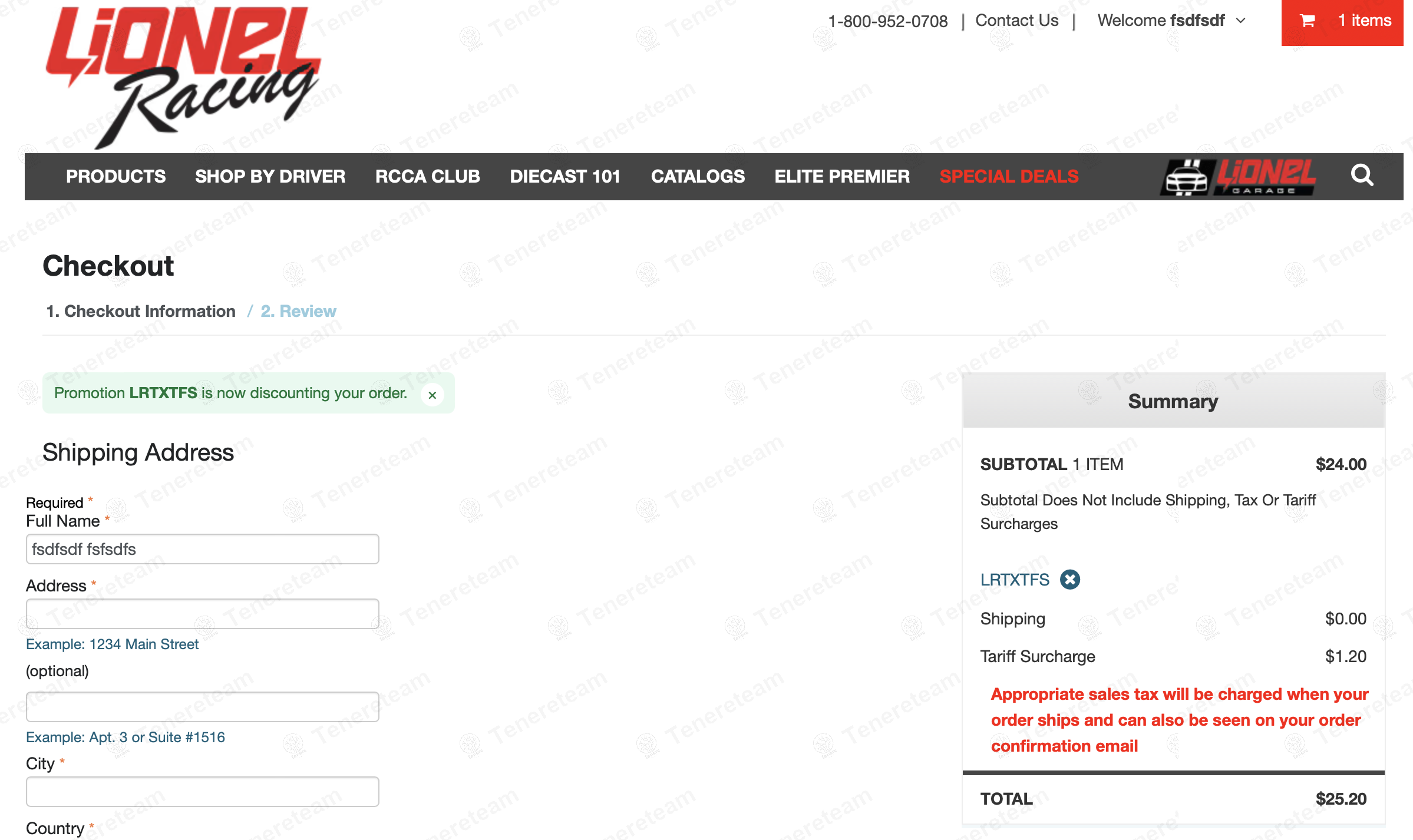 Lionel Racing apply coupon code