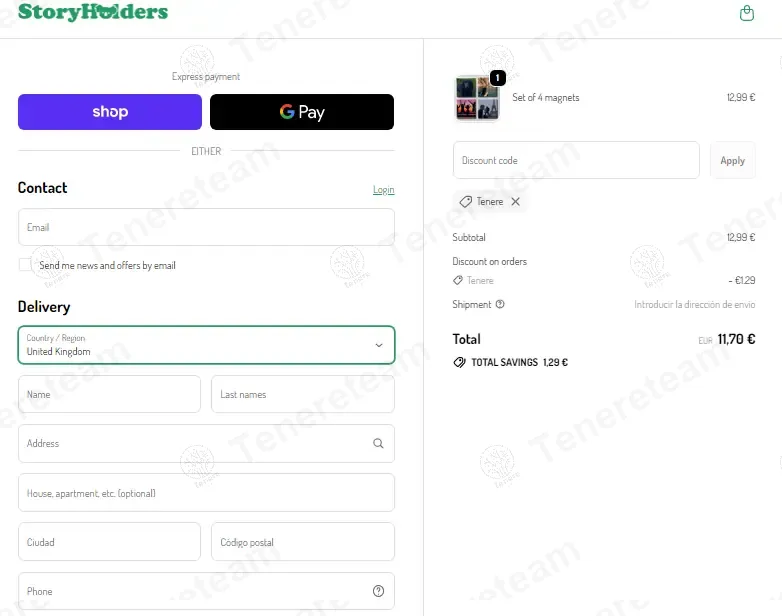Story Holders ES coupon code: 10% off with Tenere. Tested and valid as 10 months ago.