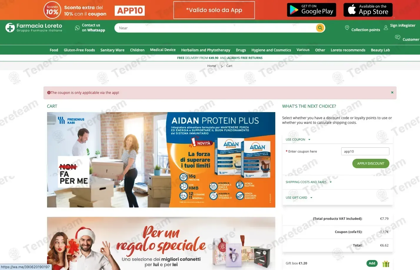 Farmacia Loreto coupon code: 10% off with app10. Tested and valid as 2 months ago.