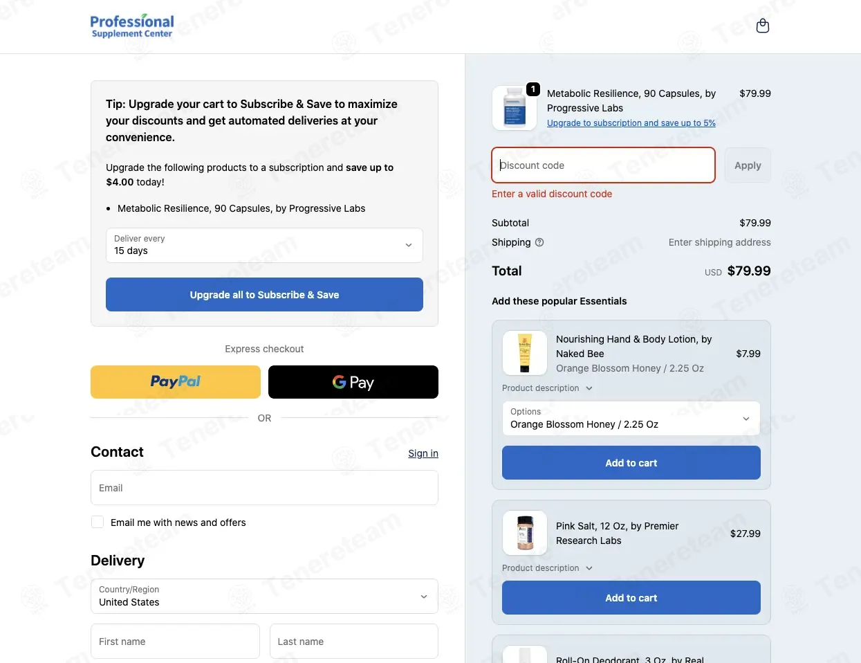 Professional Supplement Center coupon code: 10% off with 10OFFPSC. Tested and valid as 2 months ago.