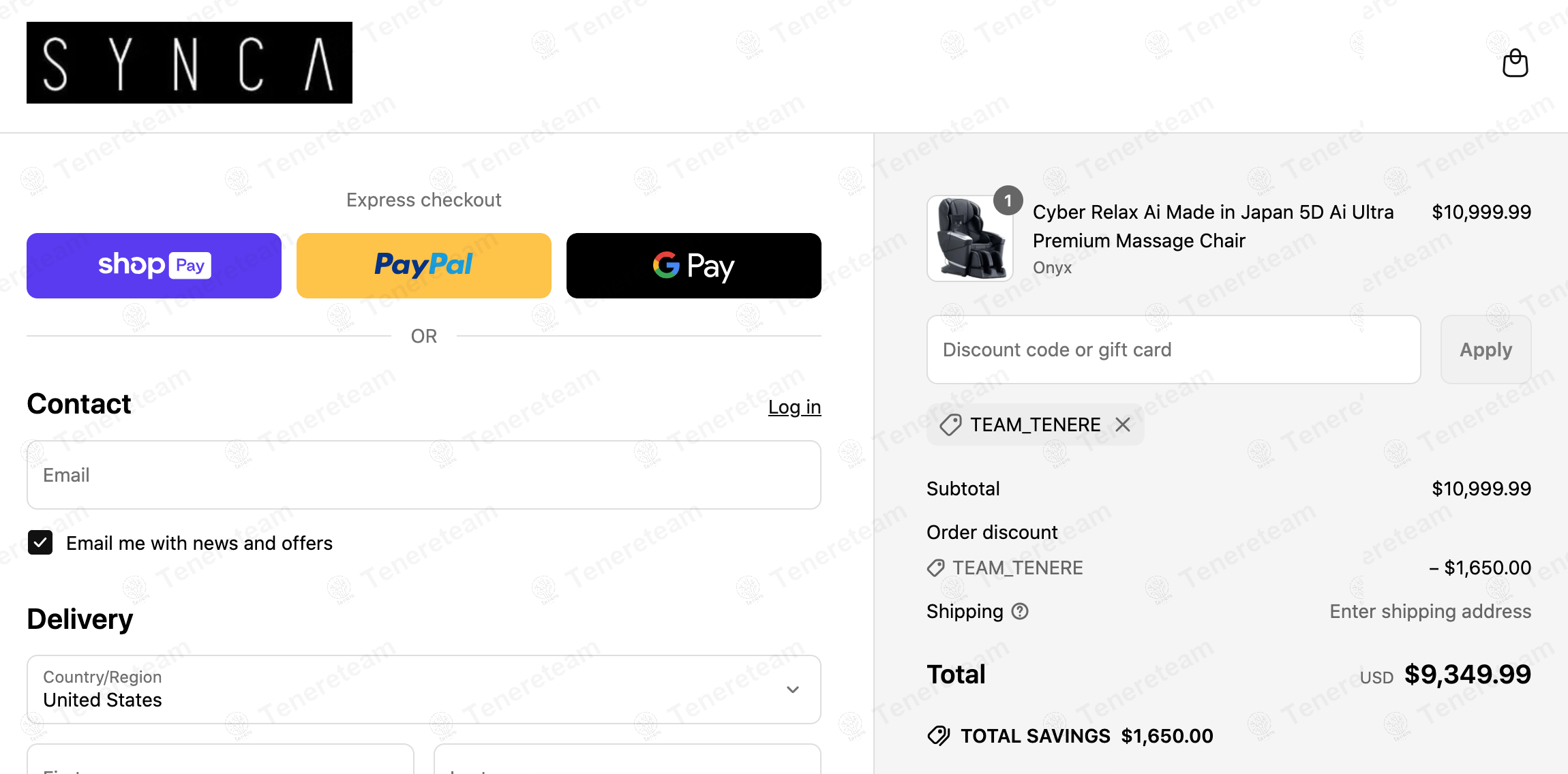 Synca Massage Chair coupon code: 15% off with team_tenere. Tested and valid as 1 year ago.