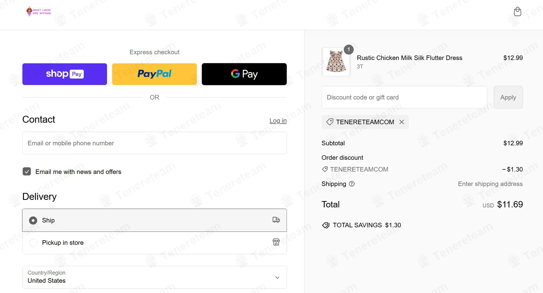 Great Lakes Kids coupon code: 10% off with TENERETEAMCOM. Tested and valid as 9 months ago.