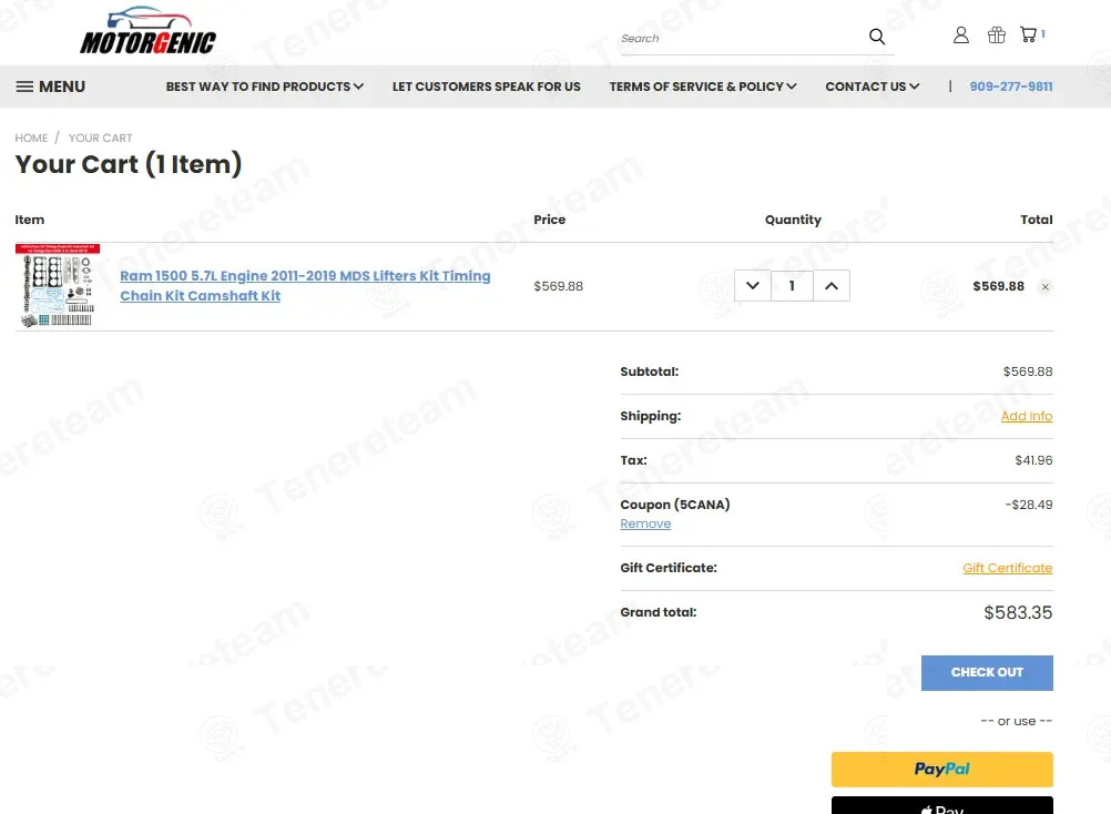 MotorGenic coupon code: 5% off with 5CANA. Tested and valid as 4 weeks ago.