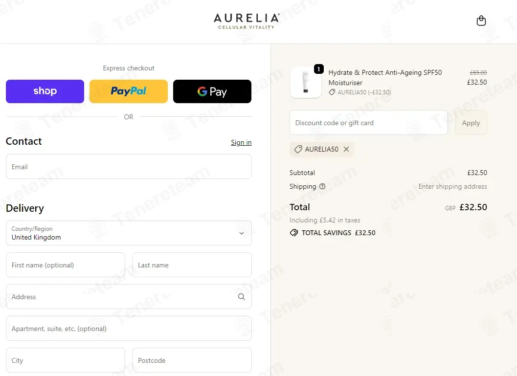 Aurelia London coupon code: 50% off with AURELIA50. Tested and valid as 7 months ago.
