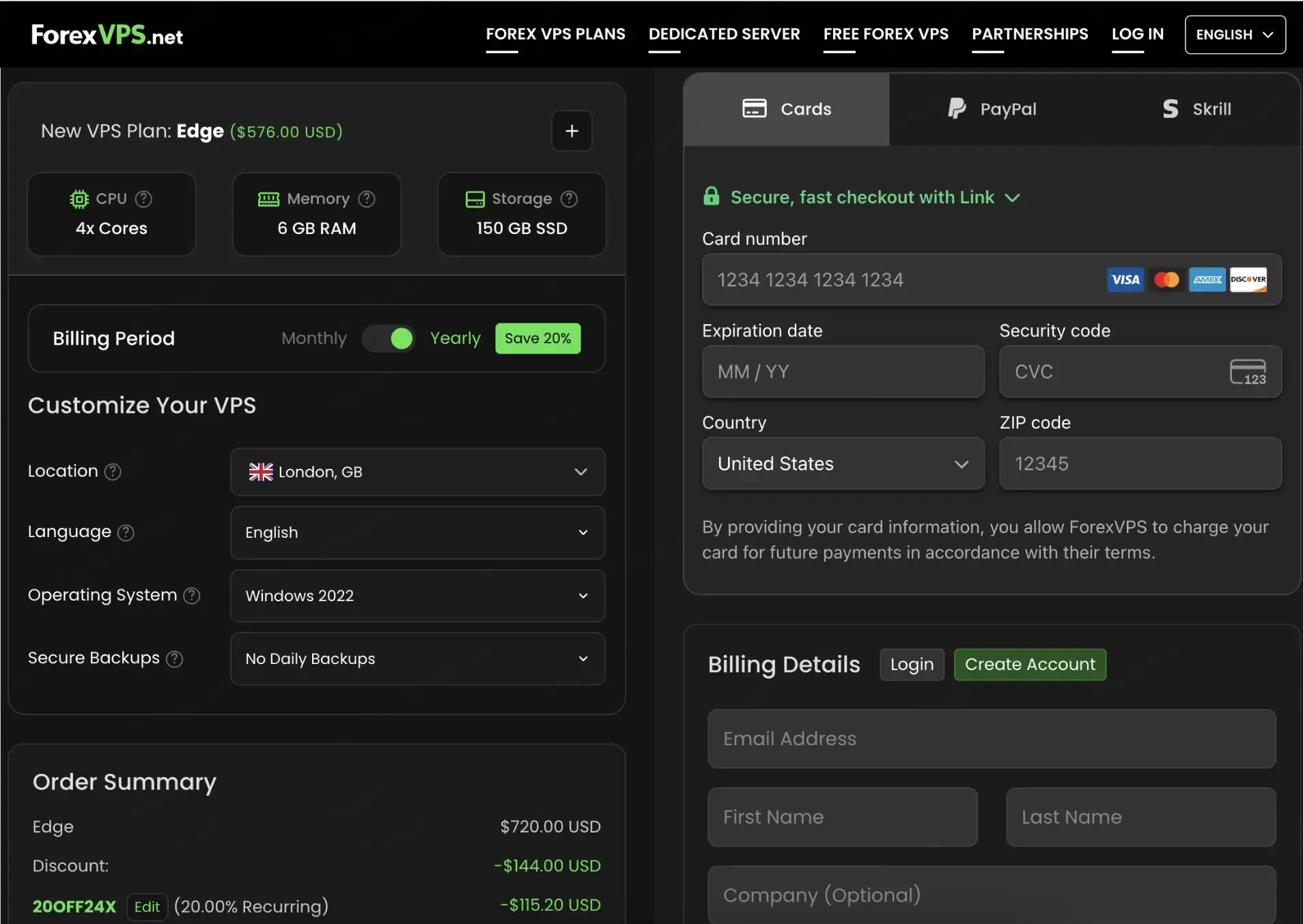 ForexVPS coupon code: 20% off with 20OFF24X. Tested and valid as 1 month ago.