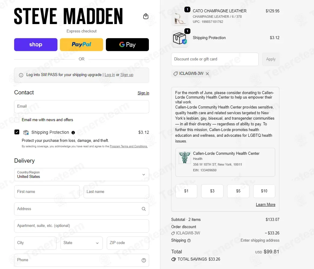 Steve Madden coupon code: 25% off with ICLAGW8-3W. Tested and valid as 3 weeks ago.