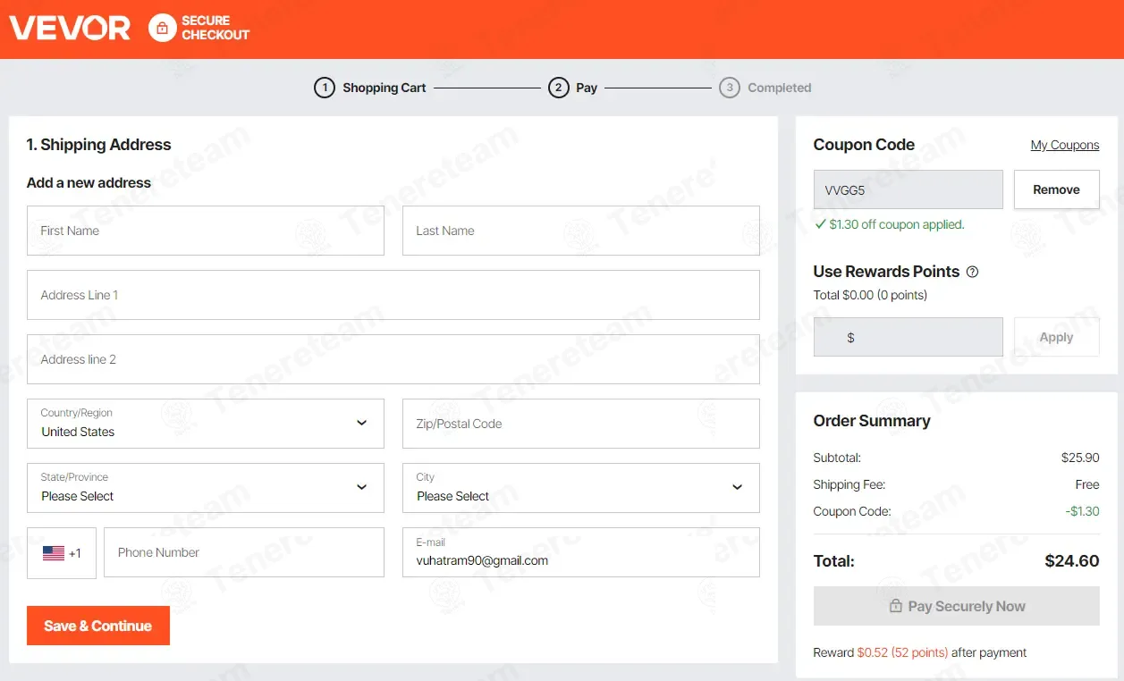 Vevor coupon code: 5% off with VVGG5. Tested and valid as 8 months ago.