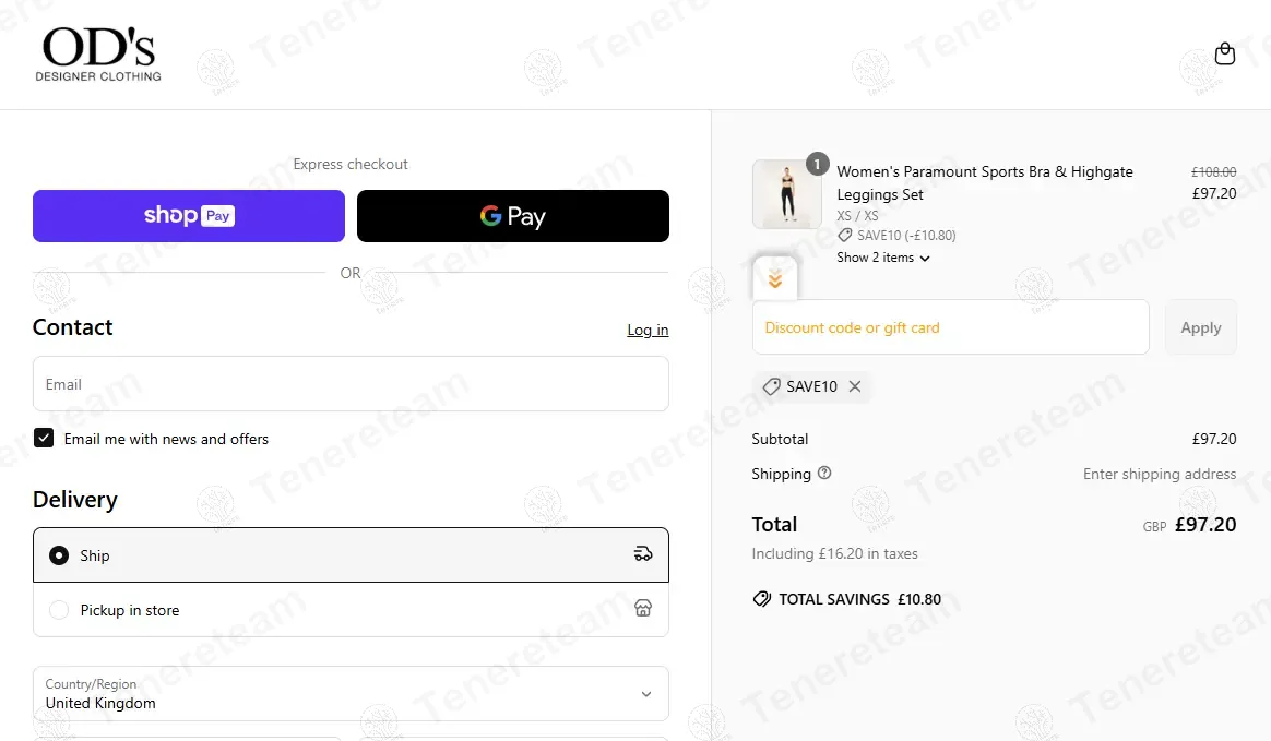 ODs Designer Clothing coupon code: 10% off with SAVE10. Tested and valid as 1 year ago.