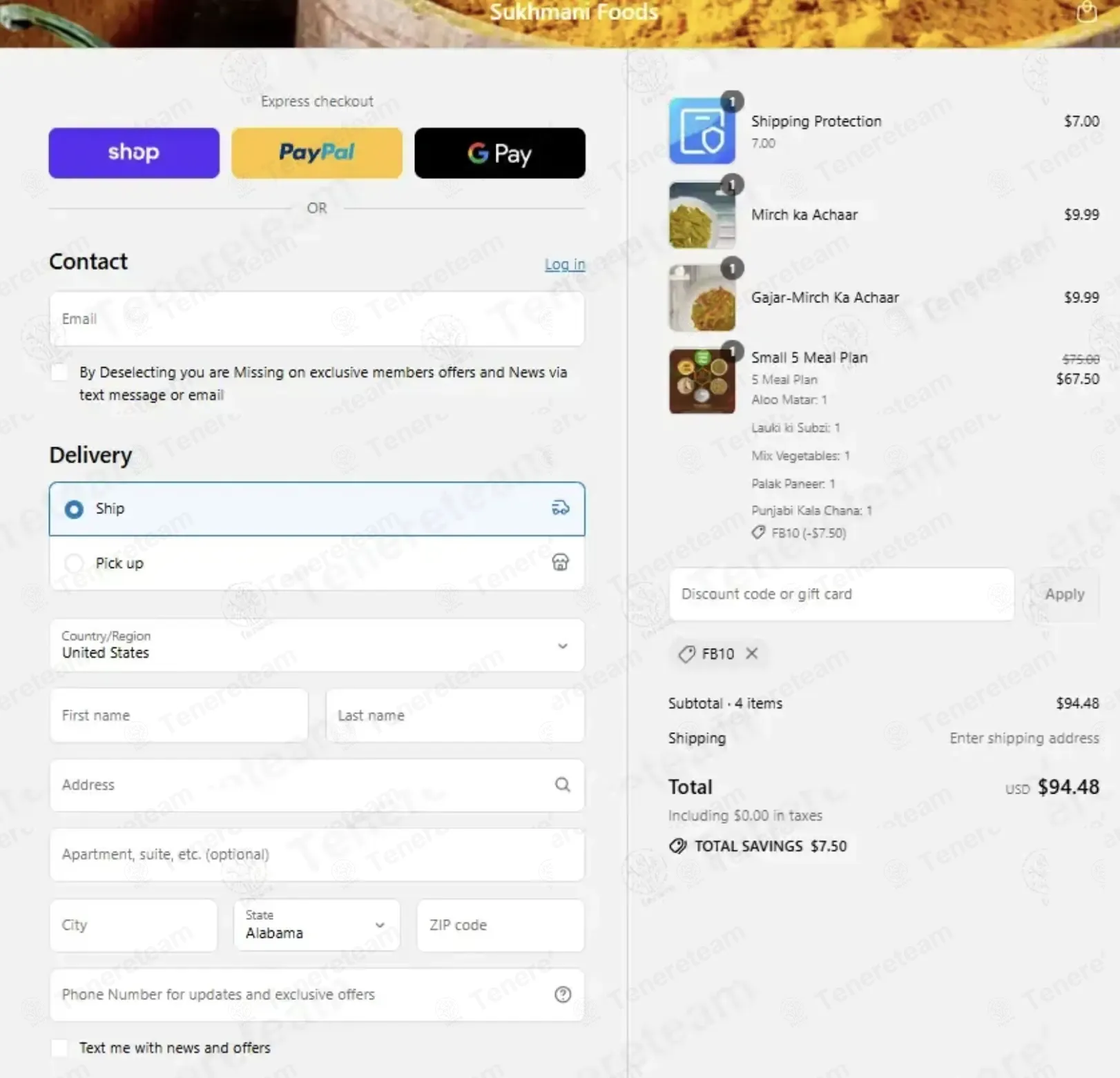 Sukhmani Foods coupon code: 10% off with FB10. Tested and valid as 3 weeks ago.