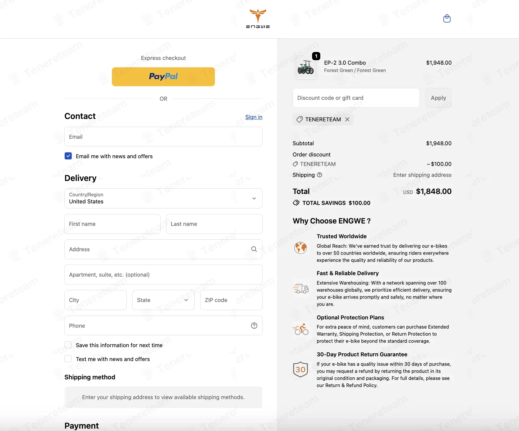 Engwe coupon code - tested and valid (4 months ago)