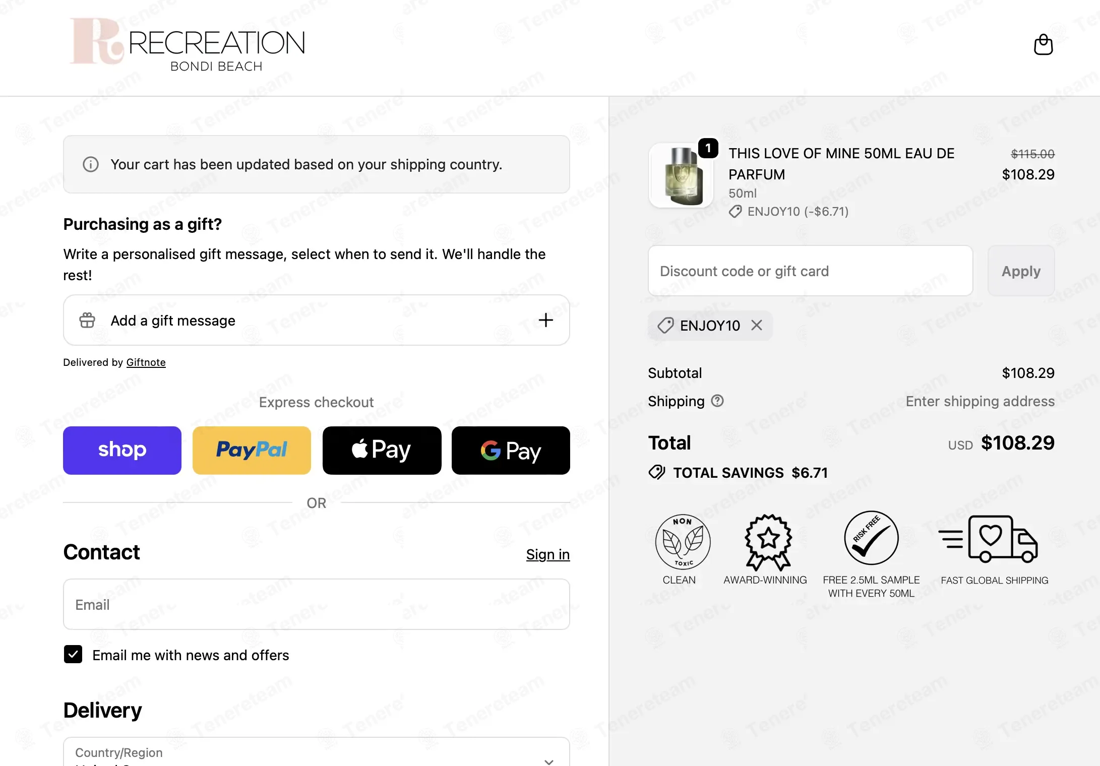 RecreationBeauty coupon code: $10 off with ENJOY10. Tested and valid as 8 months ago.