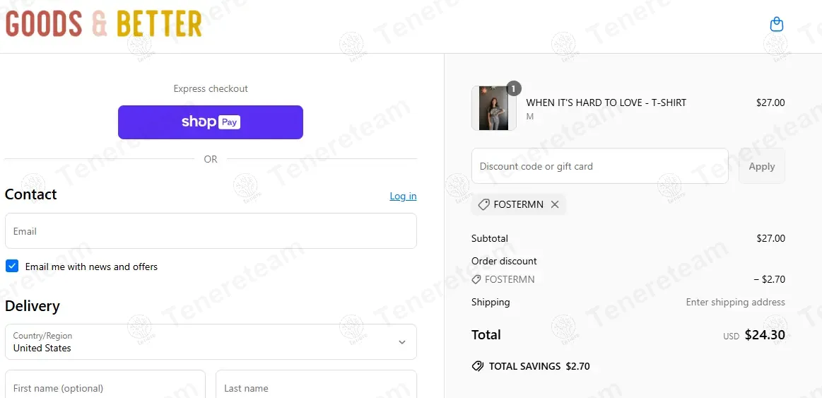 Goods and Better coupon code: 10% off with FOSTERMN. Tested and valid as 11 months ago.