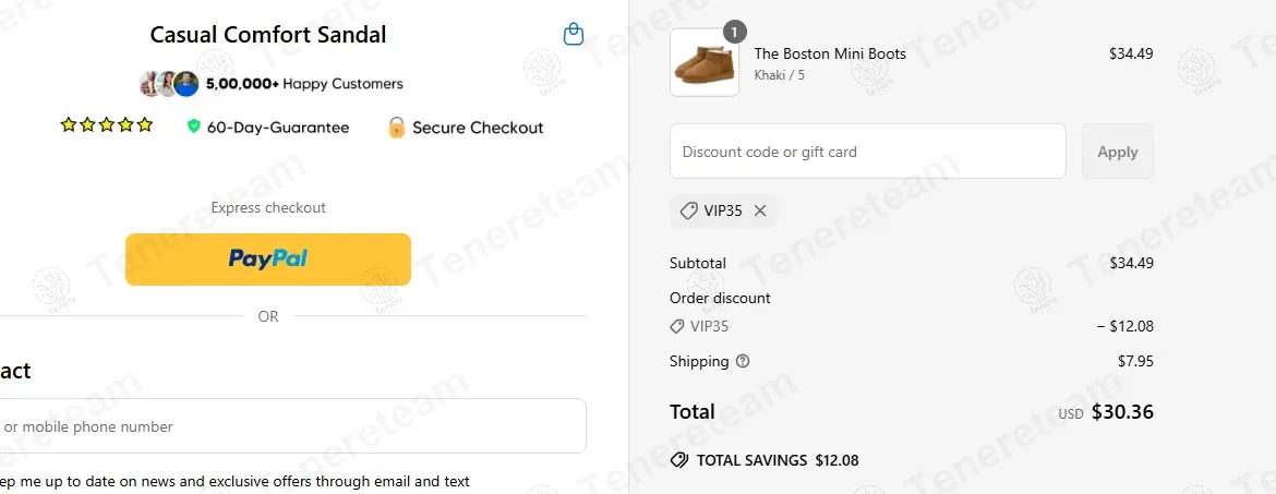 Casual Comfort Sandal coupon code: 35% off with VIP35. Tested and valid as 1 year ago.
