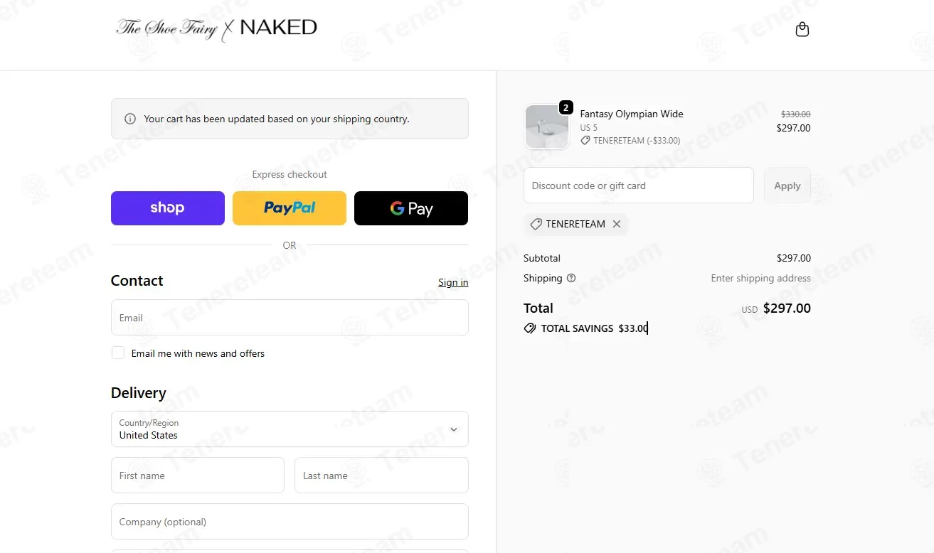 The Shoe Fairy coupon code: 10% off with TENERETEAM. Tested and valid as 1 month ago.