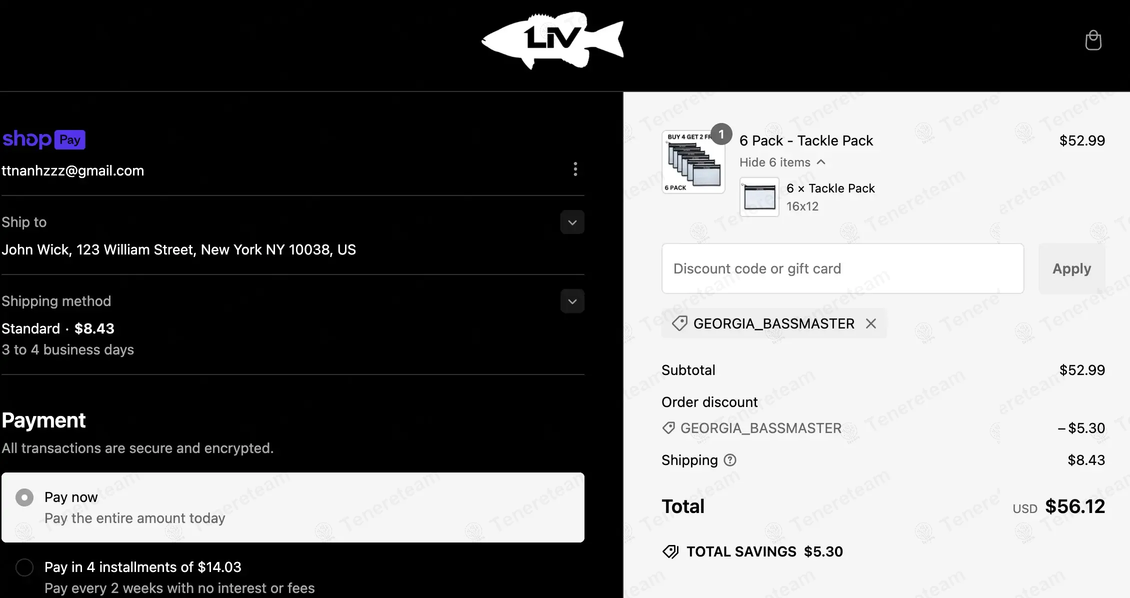 LIV FISHING coupon code: 10% off with GEORGIA_BASSMASTER. Tested and valid as 1 year ago.