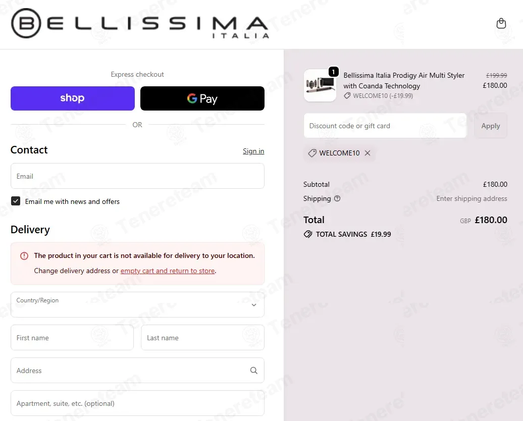 Bellissima Italia UK coupon code: 10% off with WELCOME10. Tested and valid as 1 month ago.
