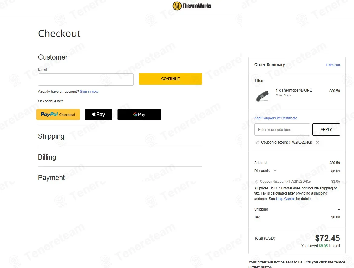 Thermoworks coupon code: 10% off with TW2K52D4Q. Tested and valid as 1 month ago.