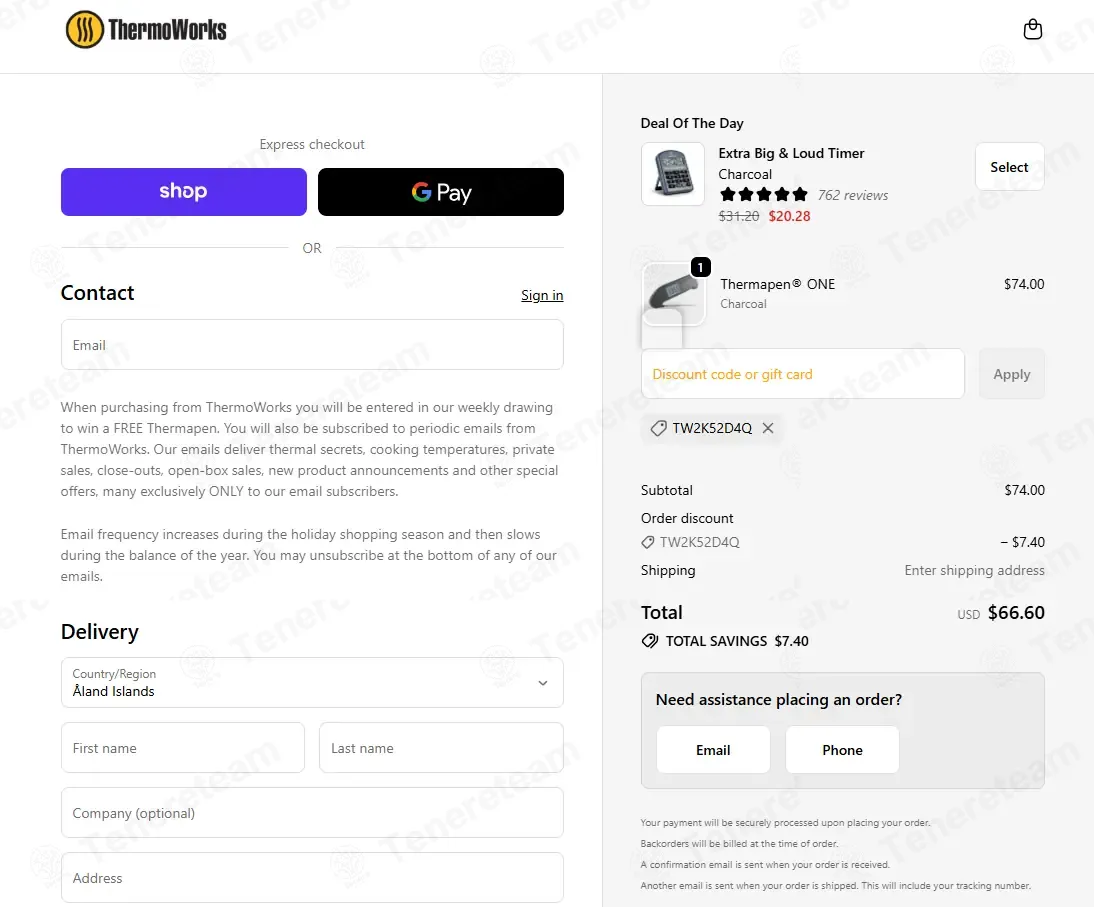 Thermoworks coupon code: 10% off with TW2K52D4Q. Tested and valid as 1 month ago.