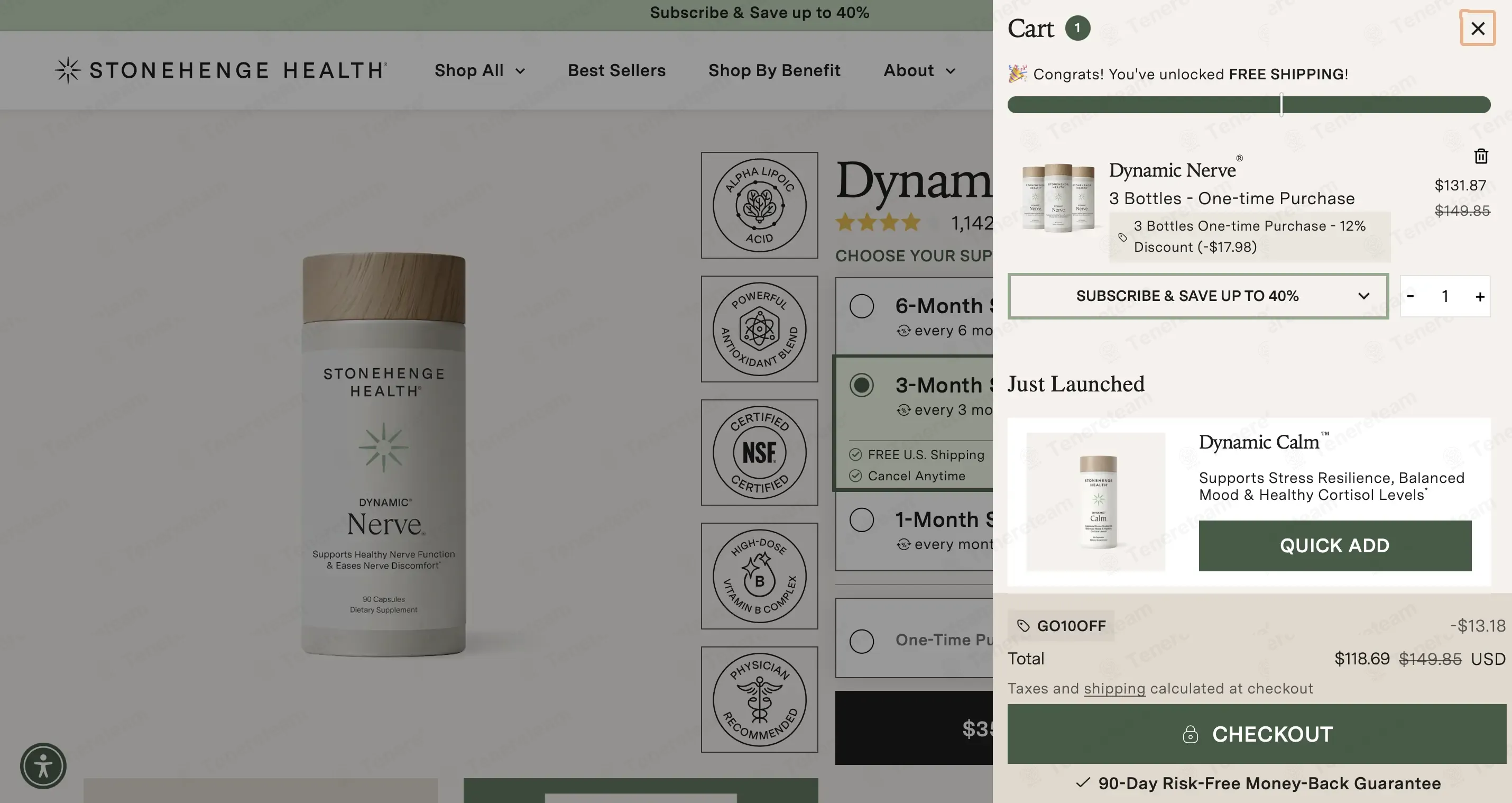 Stonehenge Health coupon code: 10% off with GO10OFF. Tested and valid as 3 weeks ago.