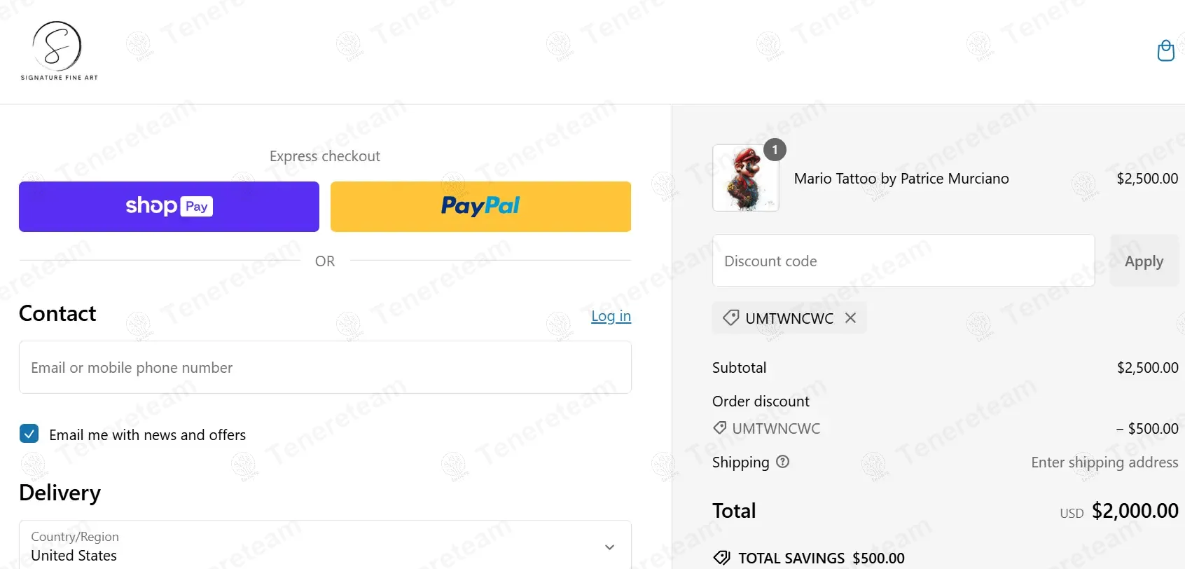 Signature Fine Art coupon code: 20% off with UMTWNCWC. Tested and valid as 1 year ago.