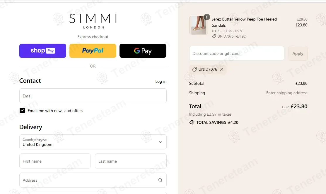 Simmi Shoes coupon code: 20% off with unid7076. Tested and valid as 10 months ago.