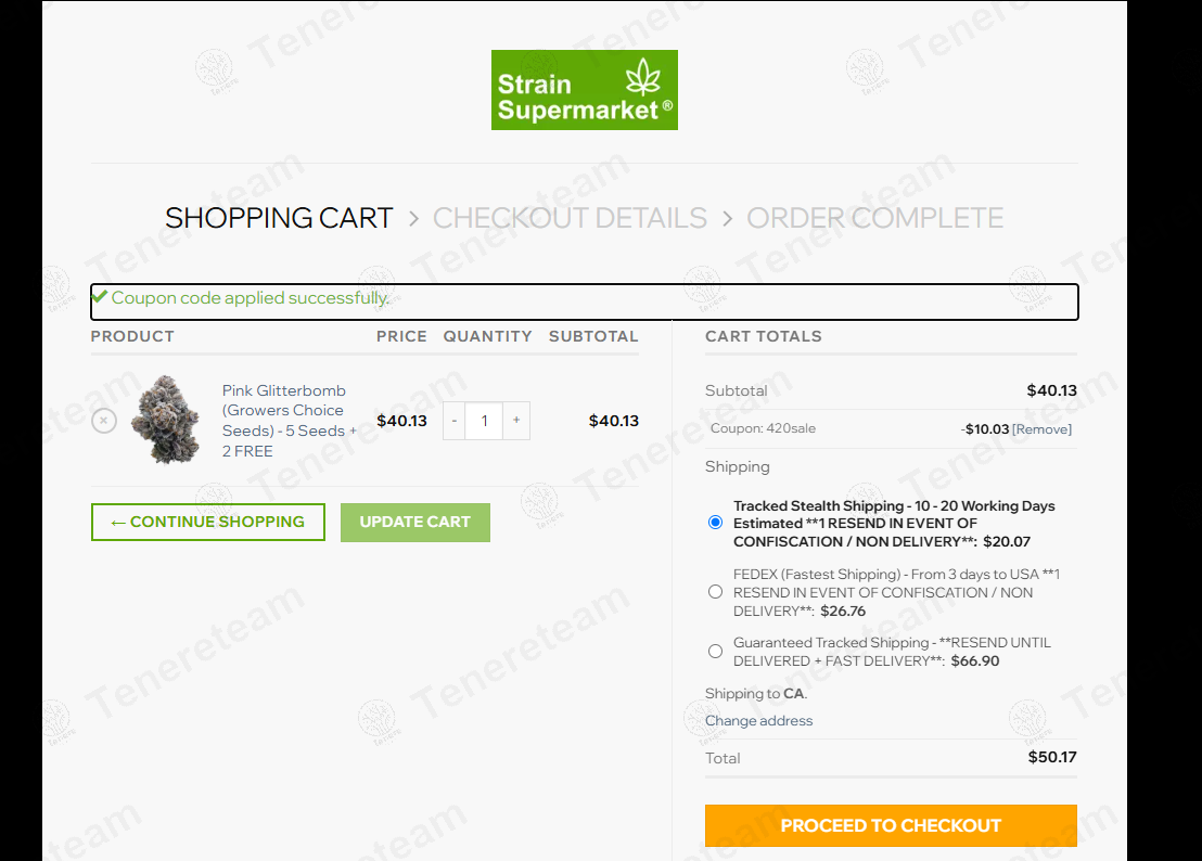 StrainSupermarket coupon code: 25% off with 420SALE. Tested and valid as 1 year ago.