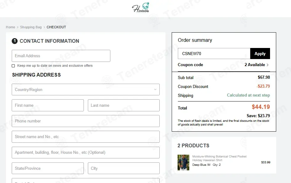 Hardaddy coupon code: 35% off with CSNEW70. Tested and valid as 2 months ago.