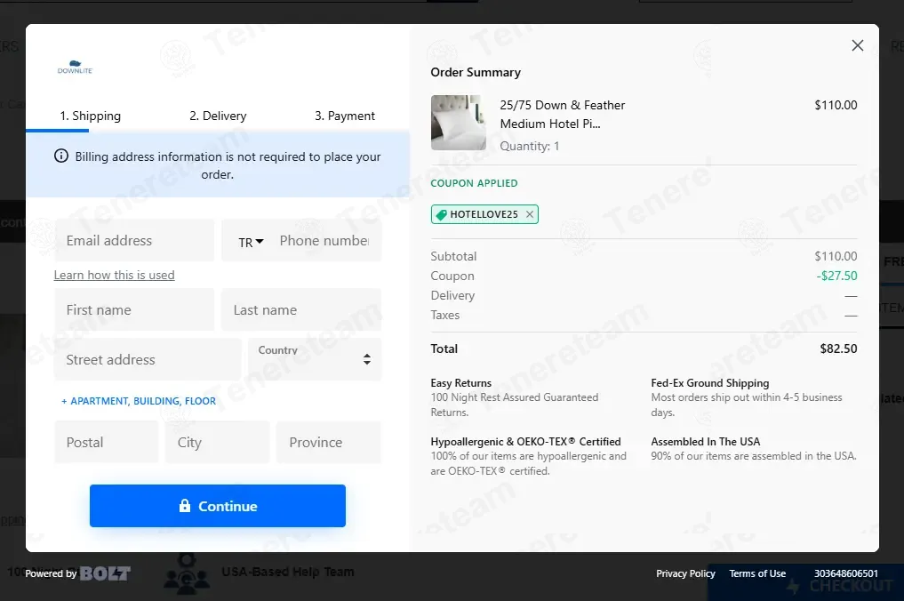 Downlite Bedding coupon code: 25% off with HOTELLOVE25. Tested and valid as 4 weeks ago.