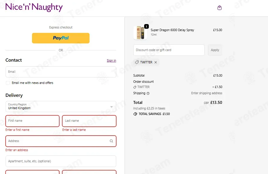 Nice 'n' Naughty coupon code: 10% off with TWITTER. Tested and valid as 1 week ago.