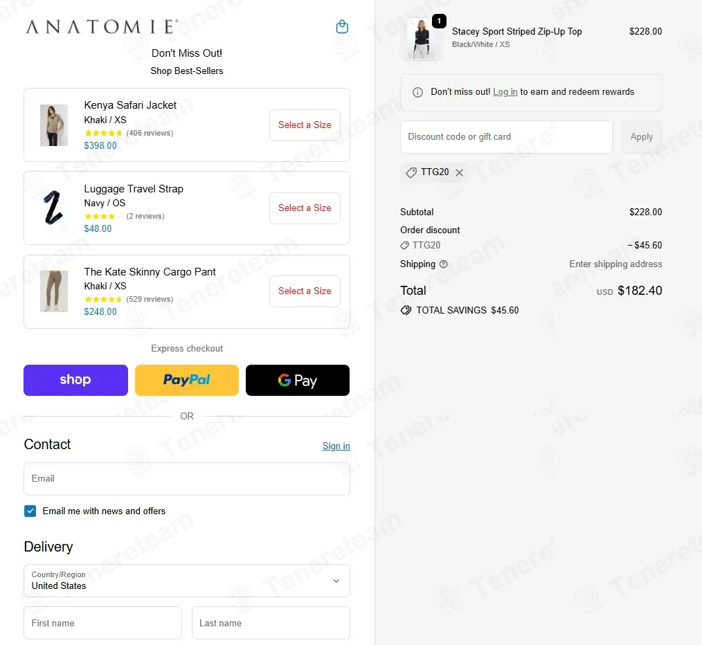 Anatomie coupon code: 20% off with TTG20. Tested and valid as 1 week ago.