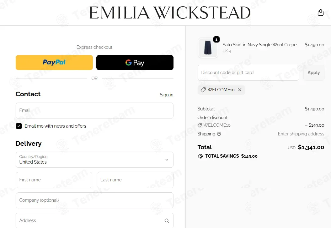 Emilia Wickstead coupon code: 10% off with WELCOME10. Tested and valid as 18 hours ago.