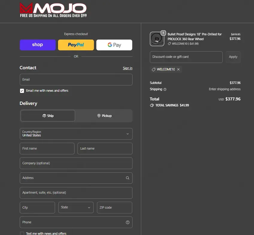 Mojomotosport coupon code: 10% off with WELCOME10. Tested and valid as 1 month ago.