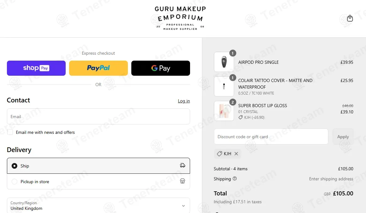 Guru Makeup Emporium coupon code: 15% off with KJH. Tested and valid as 1 year ago.