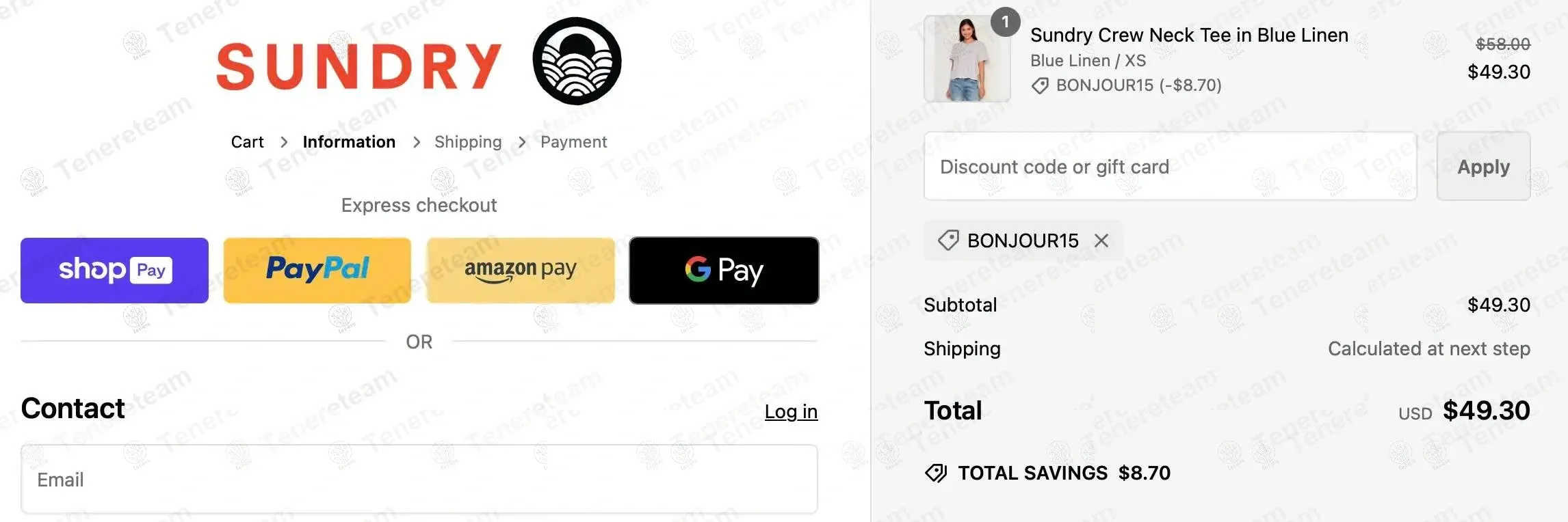 Sundry Clothing coupon code: 15% off with BONJOUR15. Tested and valid as 9 months ago.