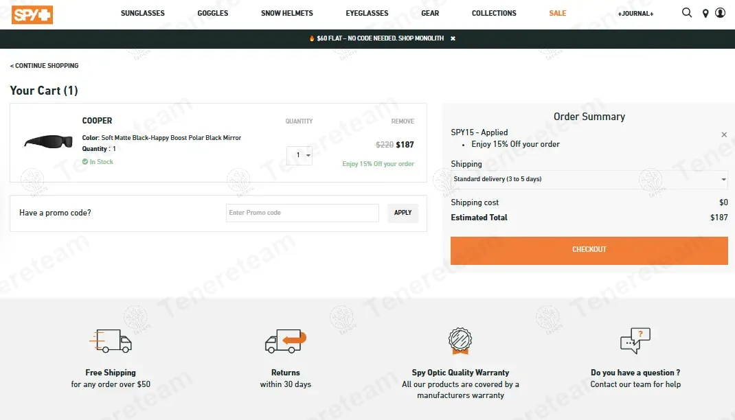 SPYOptic coupon code: 15% off with SPY15. Tested and valid as 10 months ago.