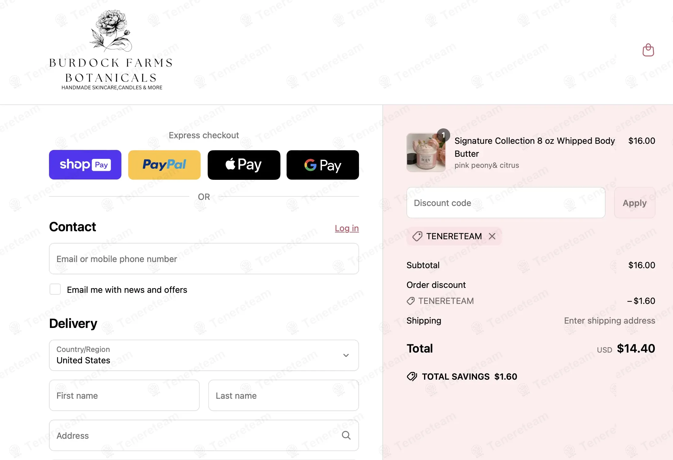 Shop Tranquility apply coupon code