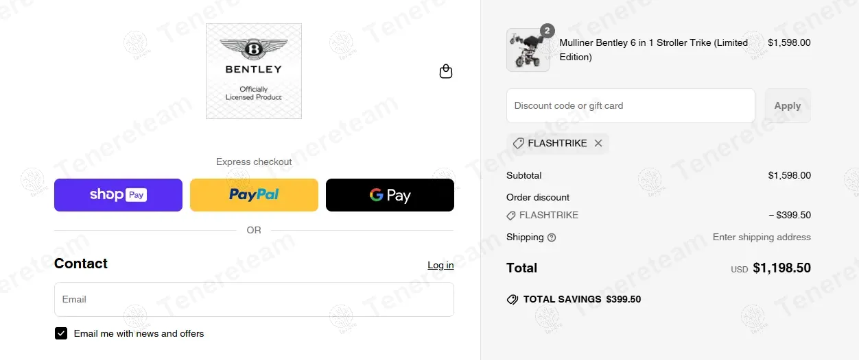 Bentley Trike coupon code: 25% off with FLASHTRIKE. Tested and valid as 1 year ago.
