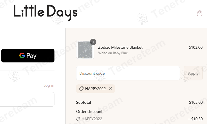 Little Days coupon code: 10% off with HAPPY2022. Tested and valid as 1 year ago.
