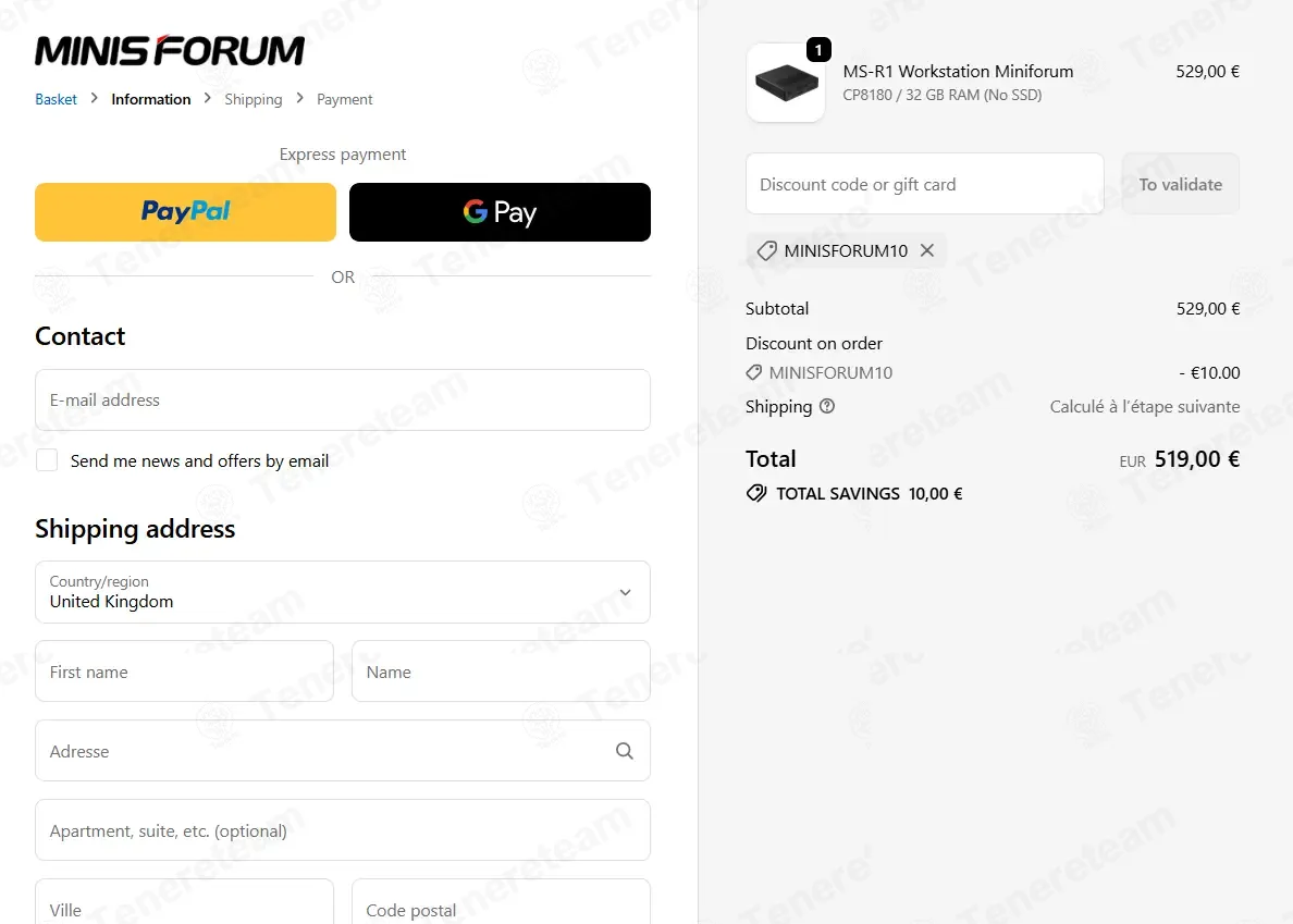 Minis Forum PC FR apply coupon code