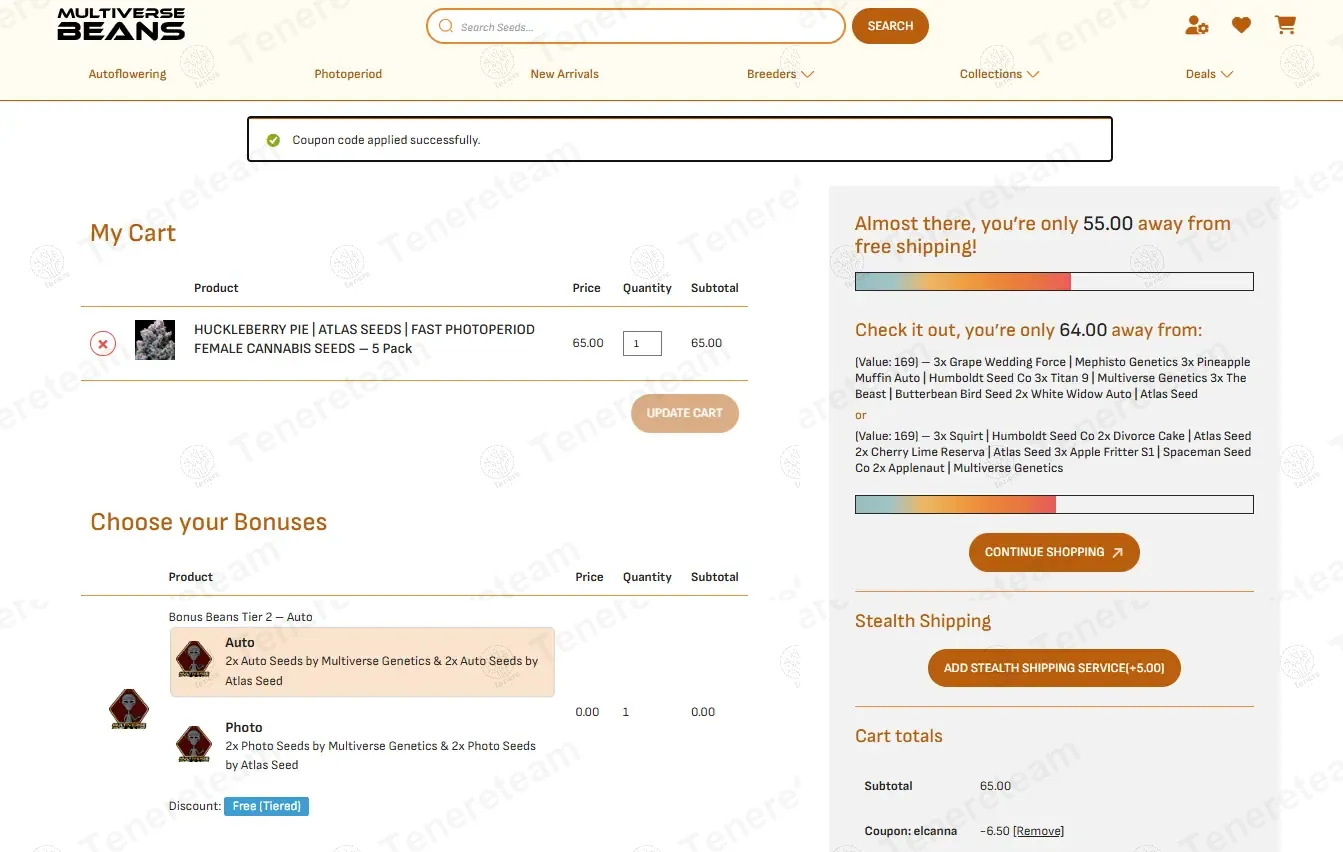 Multiverse Beans coupon code: 10% off with ELCANNA. Tested and valid as 9 months ago.